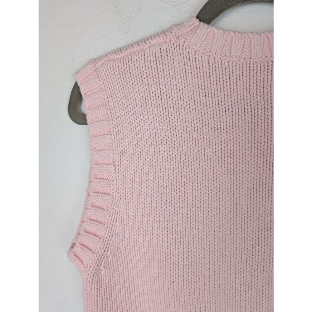 Zara Sweater Vest Chunky Knit Cropped Barbie 90s Y2K Cottagecore Pink Size S - Picture 5 of 10
